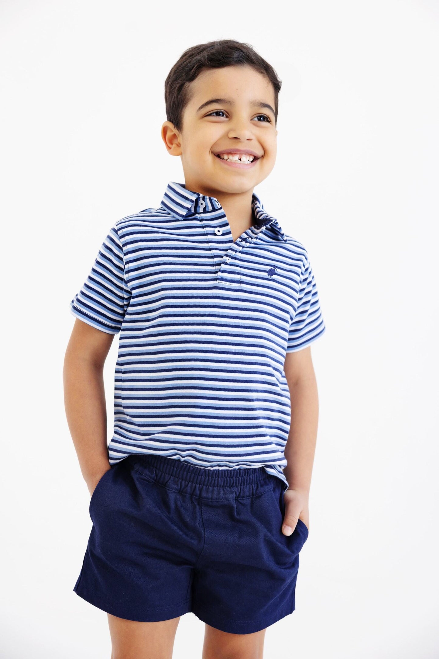 Prim and Proper Polo SS- Sumner Stripe Barbados Blue