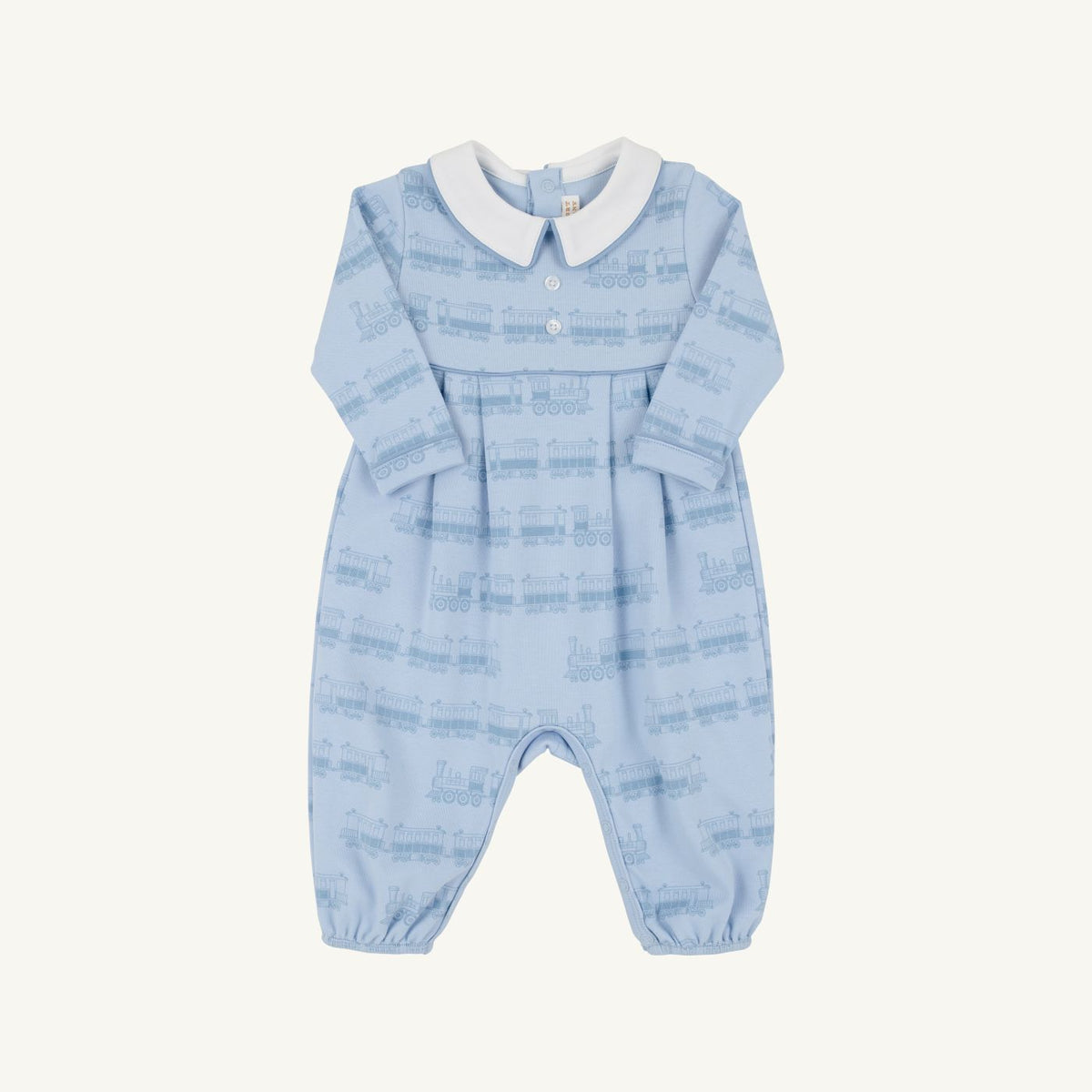 Long Sleeve Bradford Romper- Collar- Trains