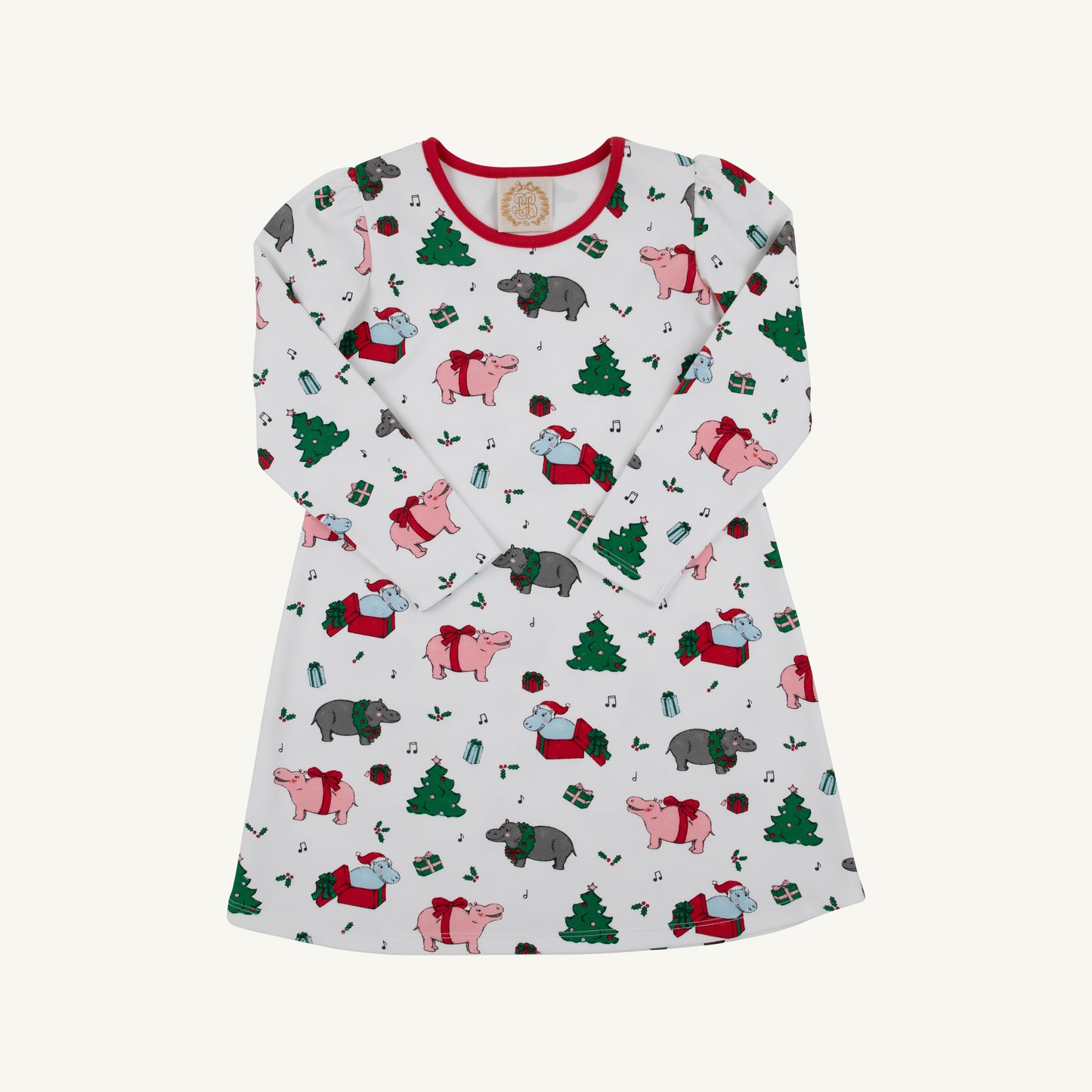 Long Sleeve Penny's Play Dress-Christmas Hippos