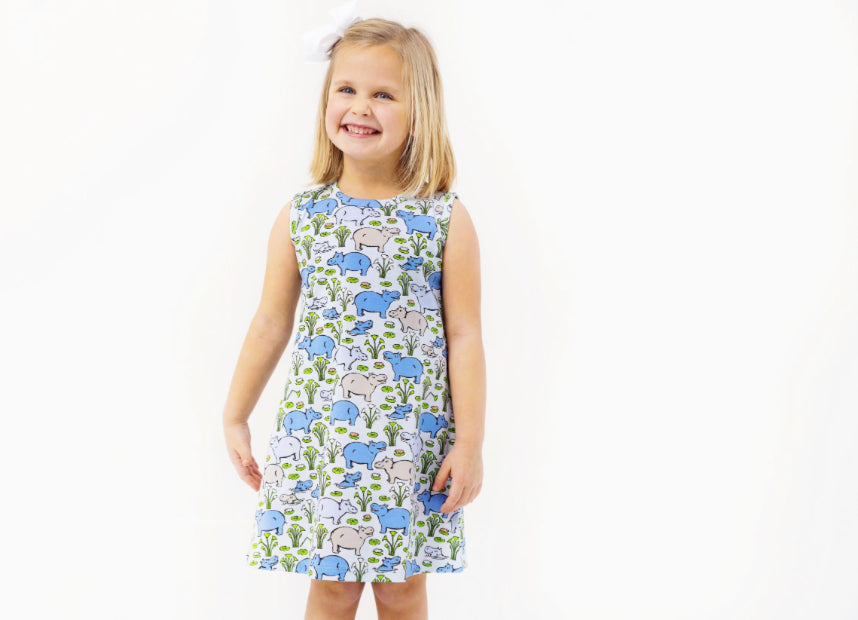 Sleeveless Polly Play Dress- Hippos