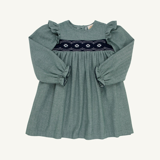 Long Sleeve Daphne Dress- Green