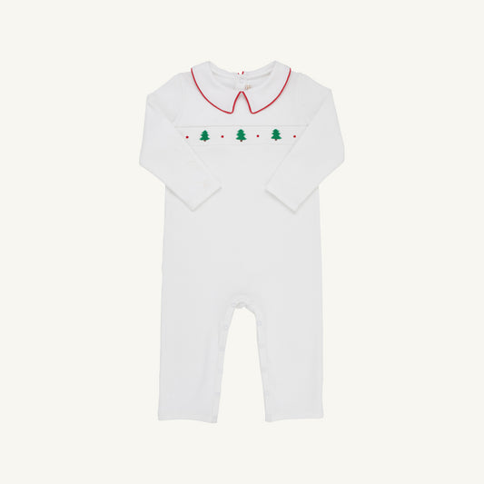 Samuel Smocked Romper- Christmas Trees