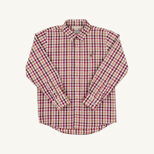 Deans List Dress Shirt- Berry Plaid