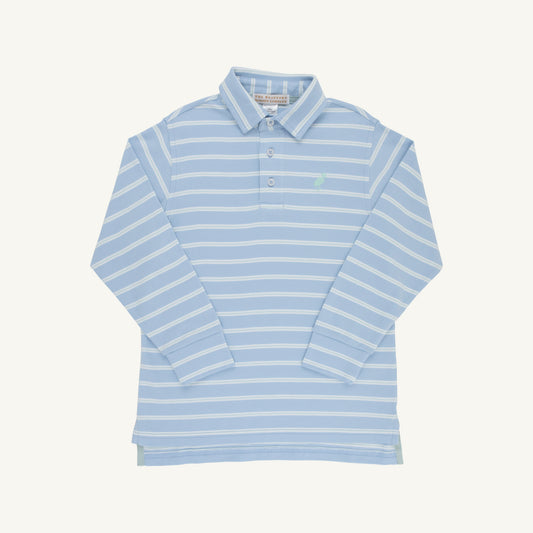 Prim and Proper Polo LS- Sarasota Sky Stripe