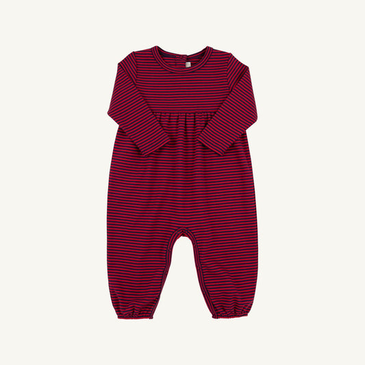 Long Sleeve Bradford Romper- Red/Navy