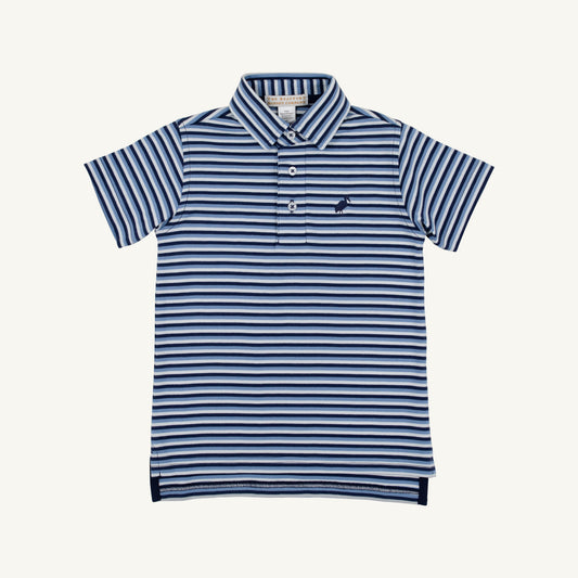Prim and Proper Polo SS- Sumner Stripe Barbados Blue