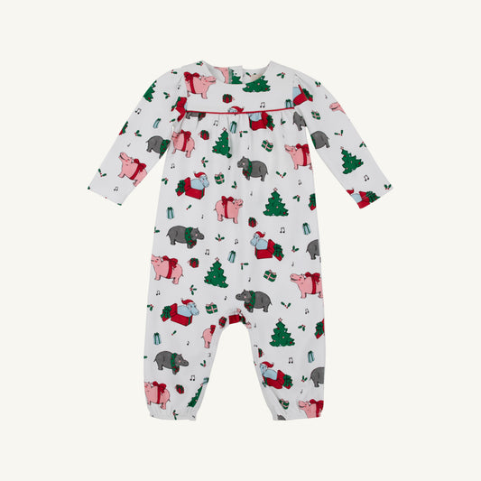 Long Sleeve Penny's Playsuit- Christmas Hippos