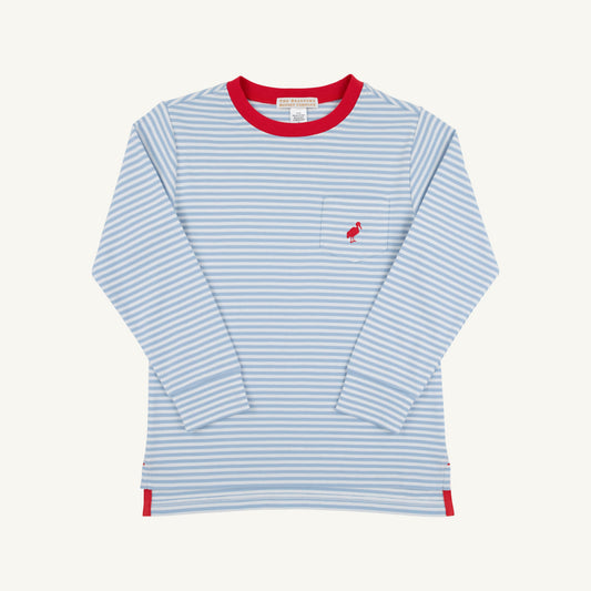 Long Sleeve Carter Crewneck- Blue/Red Stripe