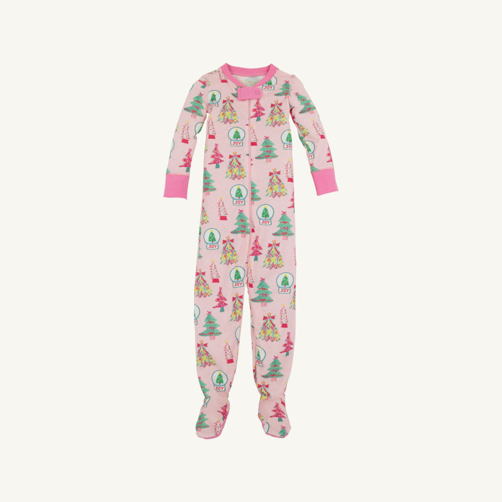 Fallon Footie Pajamas- Pink Trees