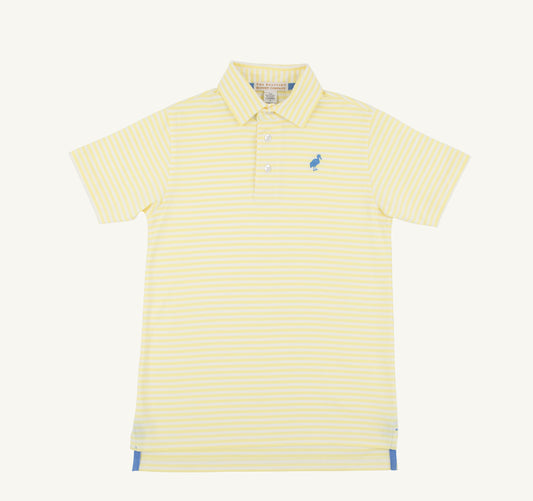 Prim and Proper Polo SS-Yellow Stripe