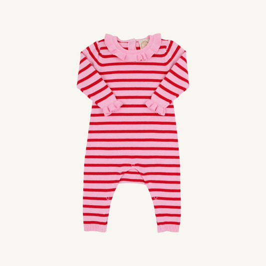 Reece Ruffle Romper- Pink/Red