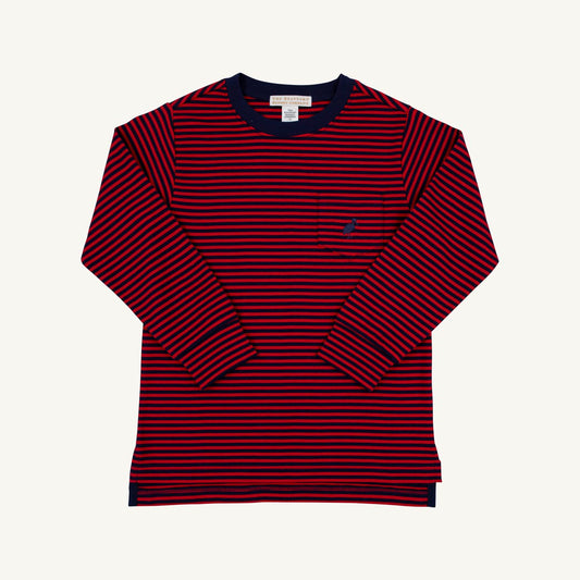 Long Sleeve Carter Crewneck- Red/Navy
