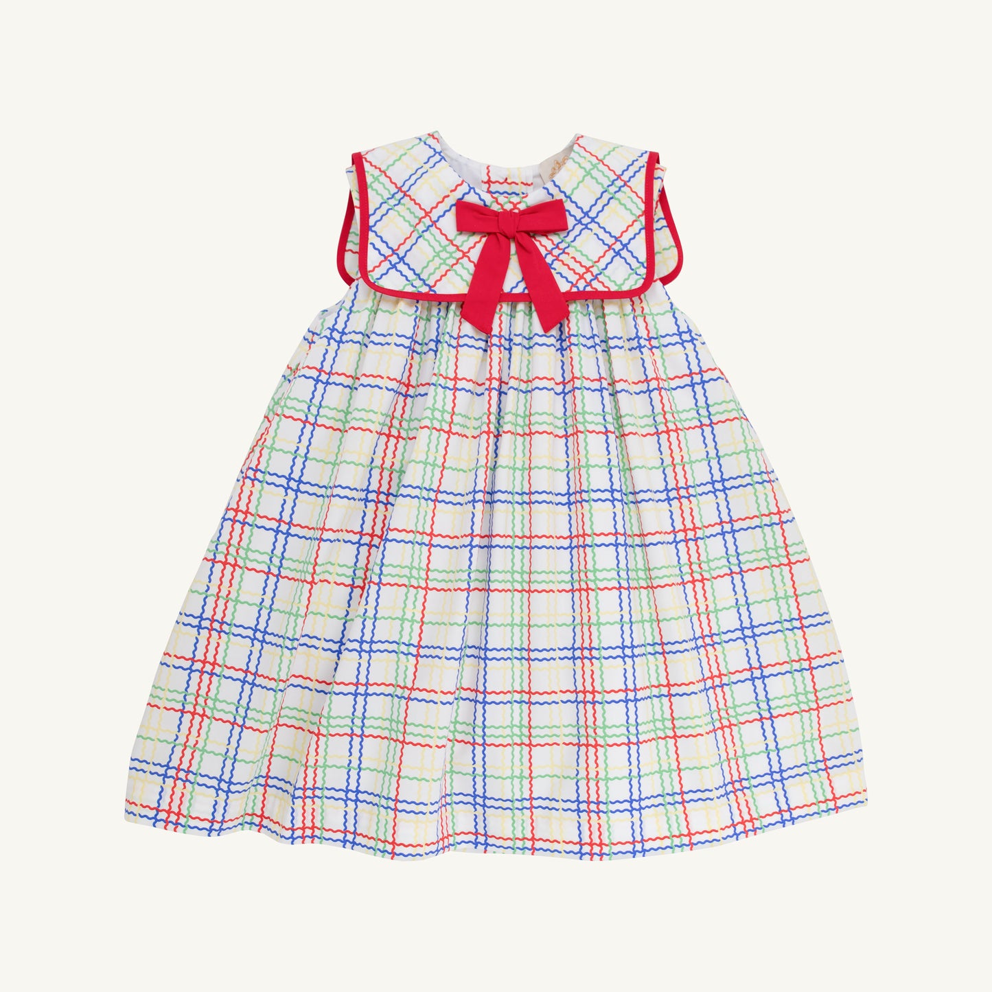 Sleeveless Stewart's Square Collar Dress- Windowpane
