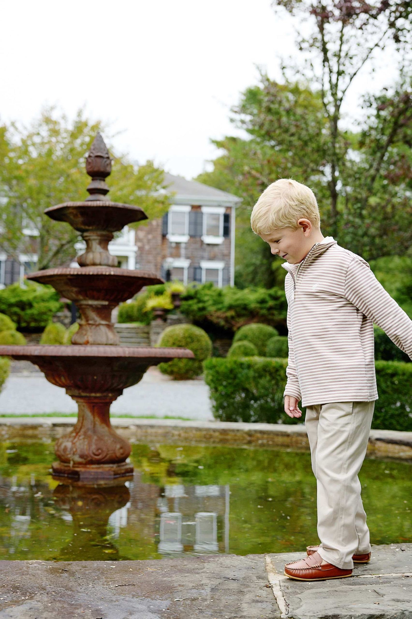 Hayword Half-Zip- Brown Stripe