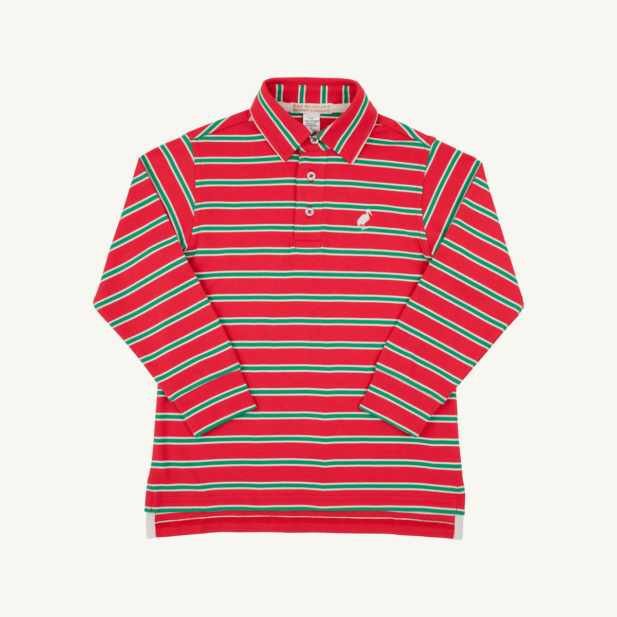Prim and Proper Polo LS- Red/Green Stripe