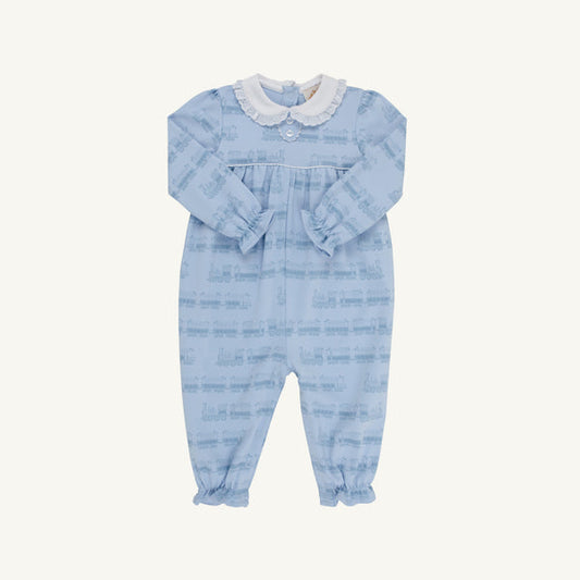 Long Sleeve Mary Dal Romper- Trains