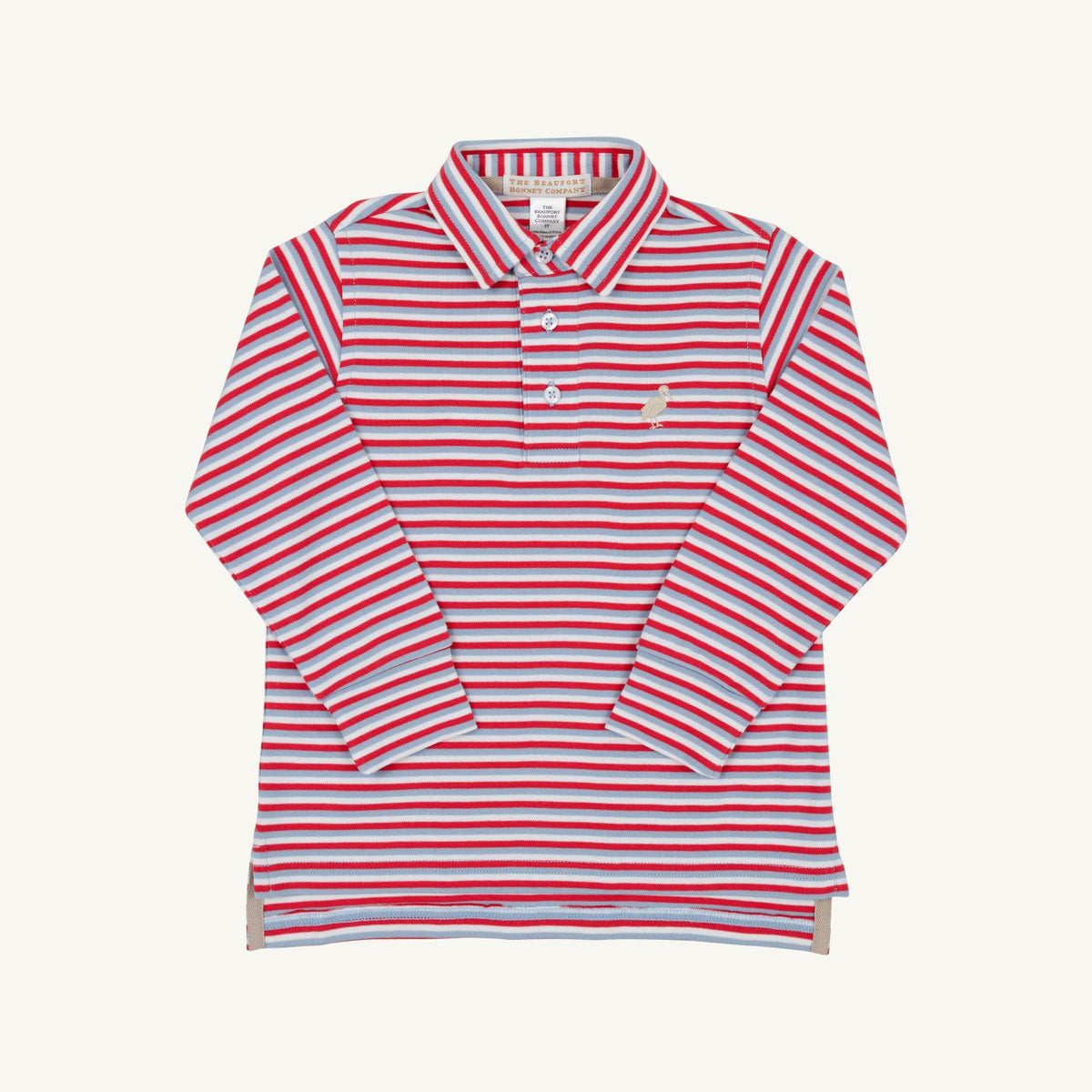 Prim and Proper Polo LS- Sumner Stripe Red/Blue