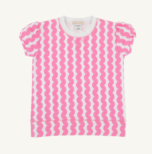 Cassidy Comfy Crewneck- Short Puff Sleeve- Pink