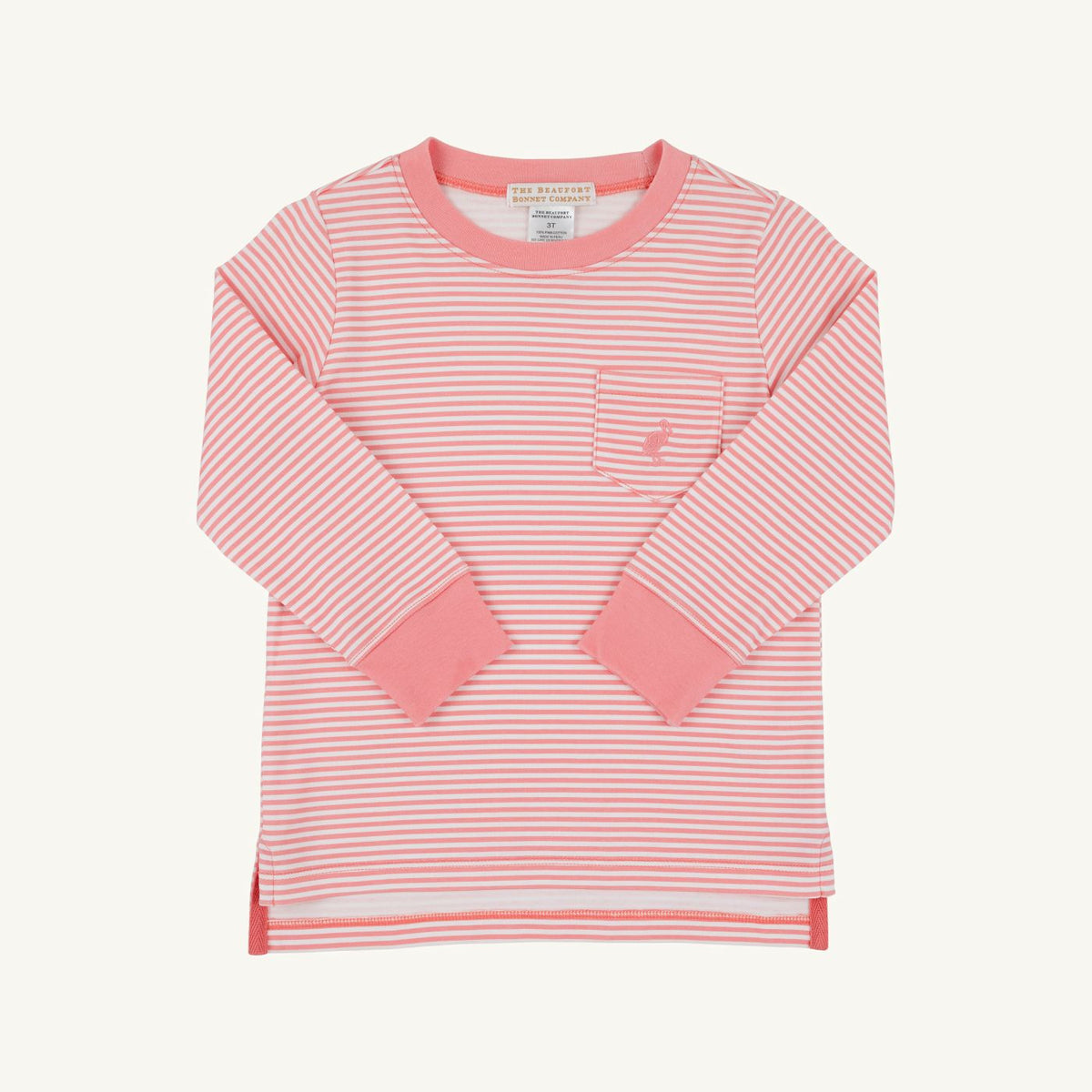 Long Sleeve Carter Crewneck- Coral Stripe