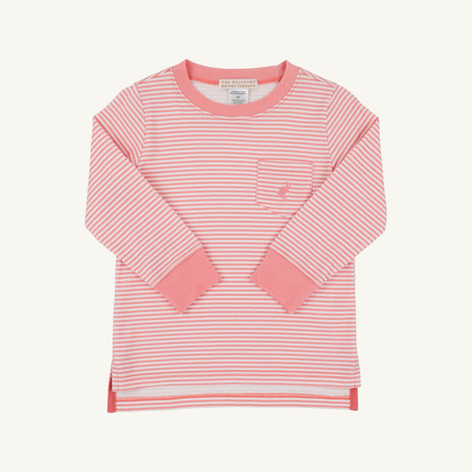 Long Sleeve Carter Crewneck- Coral Stripe
