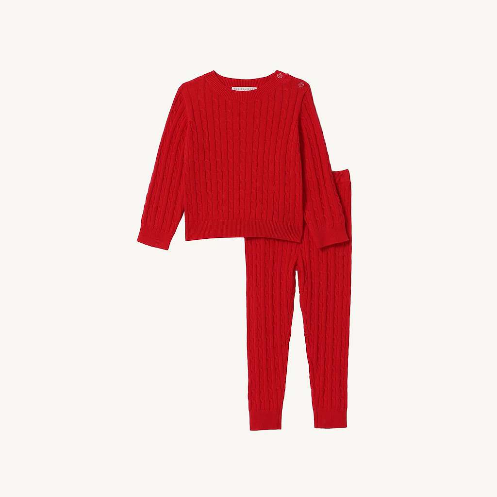 Crawford Cable Knit Set- Red