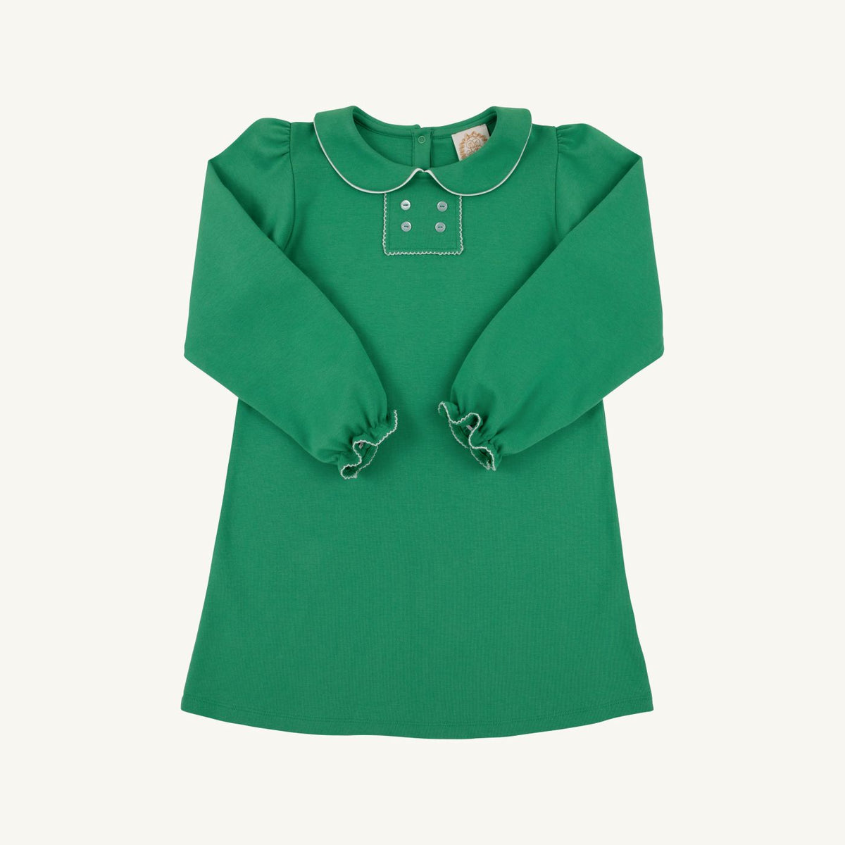 Long Sleeve Banks Button Dress- Green