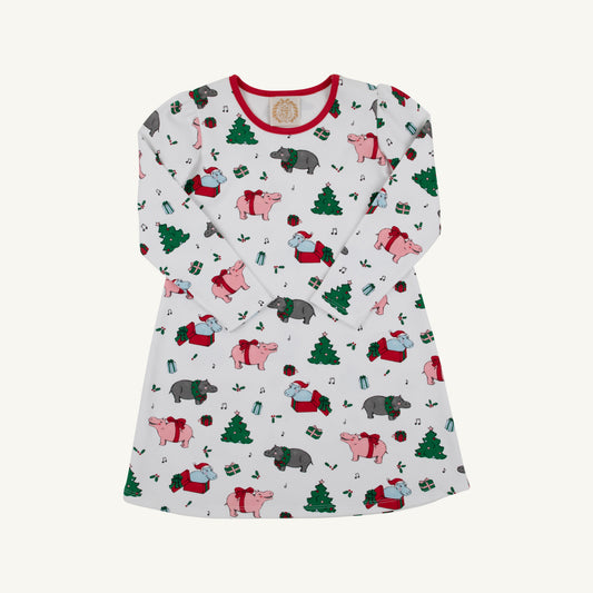 Long Sleeve Penny's Play Dress-Christmas Hippos