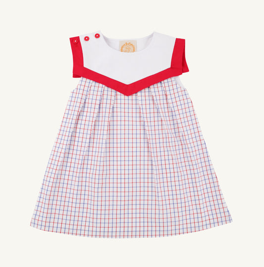 Sarah Sailboat Dress-Red Plaid