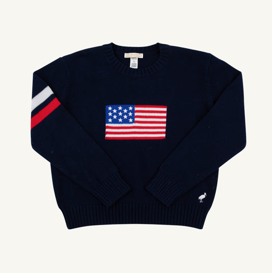 Seaton Sweater- Intarsia- American Flag
