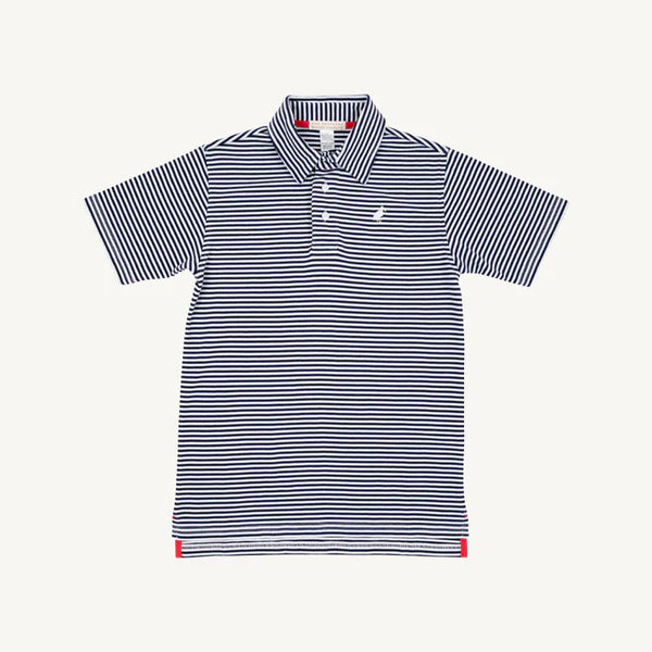 Prim and Proper Polo SS-Pima- Navy Striped