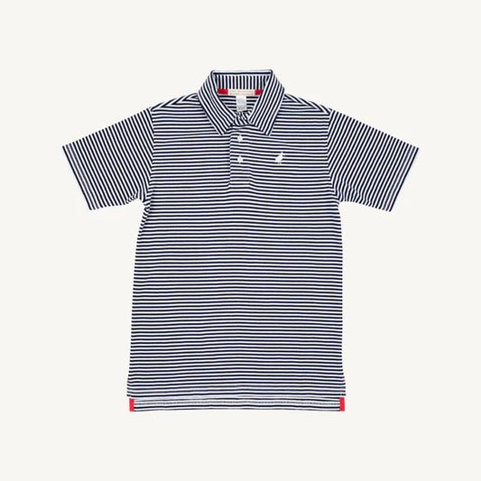 Prim and Proper Polo SS-Pima- Navy Striped