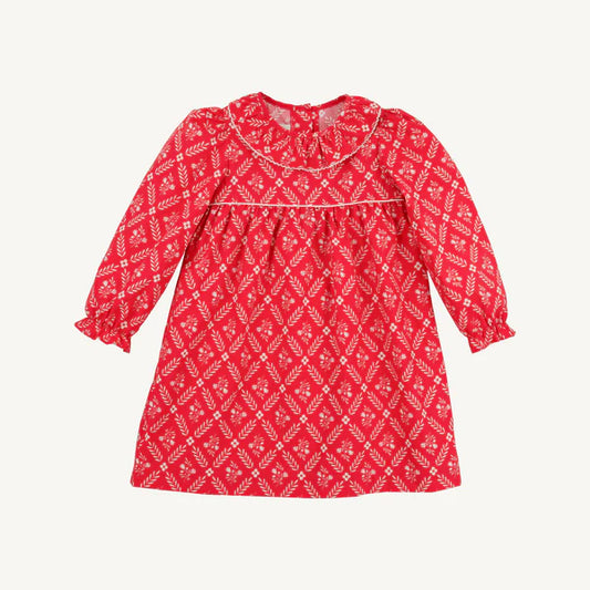 Long Sleeve Ramona Ruffle Dress- Red