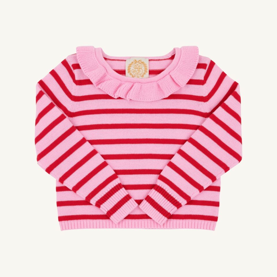 Reece Ruffle Sweater- Pink/Red