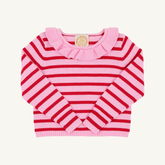 Reece Ruffle Sweater- Pink/Red