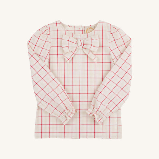 Beatrice Bow Blouse - Red Plaid